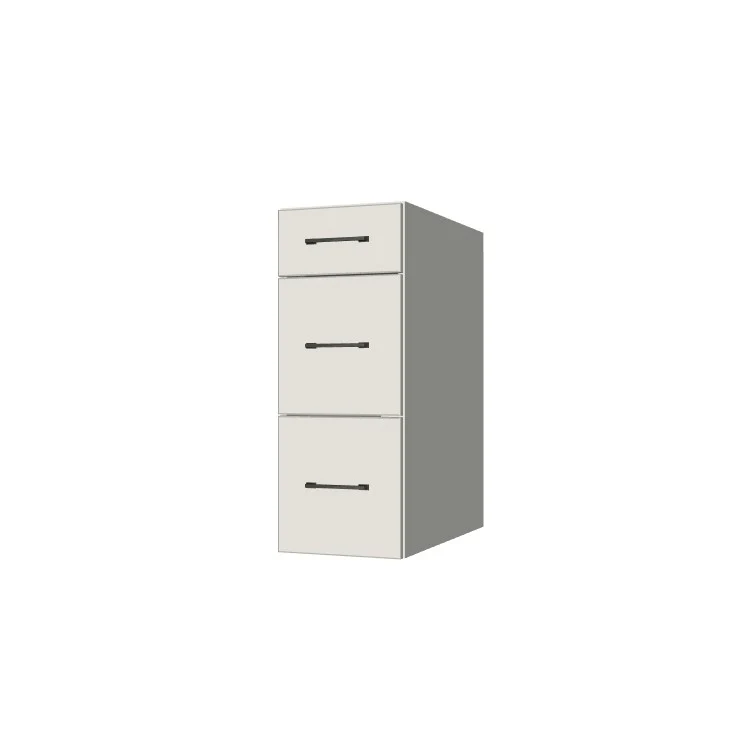 12" Wide Drawer Cabinet - (White Melamine Boxes - Flat Panel Doors)
