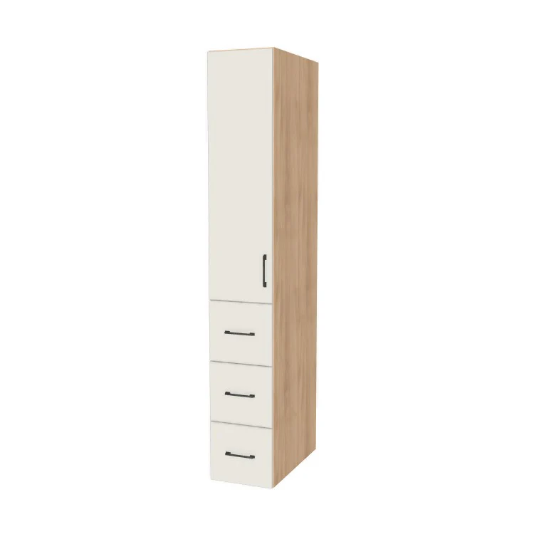 13" Wide Tall Pantry Cabinet with Drawer - (Hardrock Maple Melamine Boxes - Flat Panel Doors) 24 D