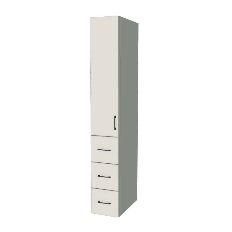13" Wide Tall Pantry Cabinet with Drawer - (White Melamine Boxes - Flat Panel Doors) 24 D