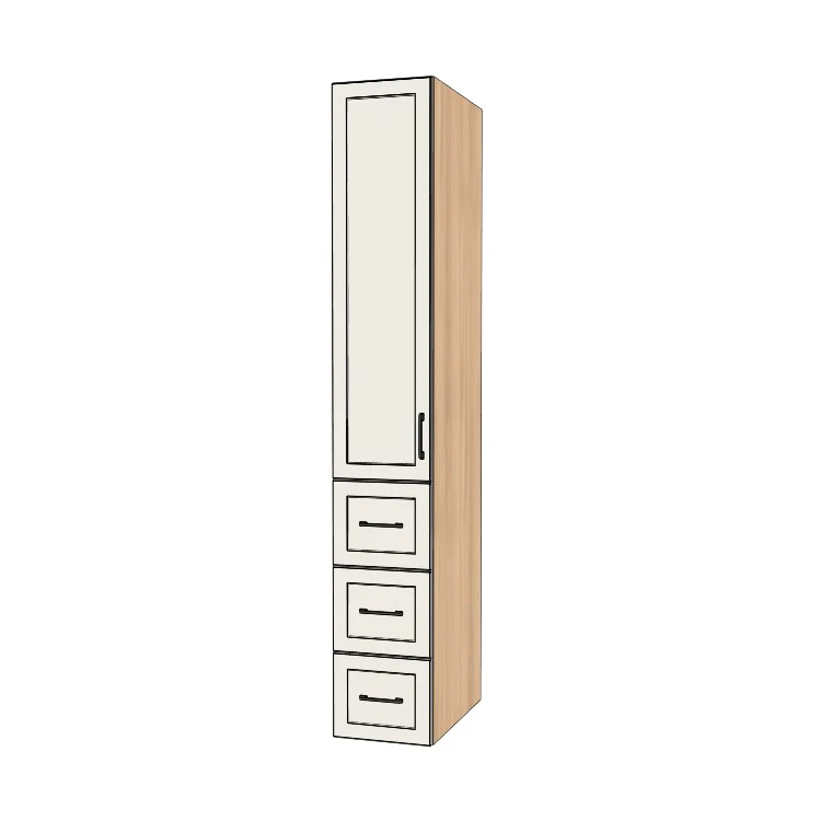 14" Wide Tall Pantry Cabinet with Drawer - (Ply Wood Boxes - Painted Doors) 24 D