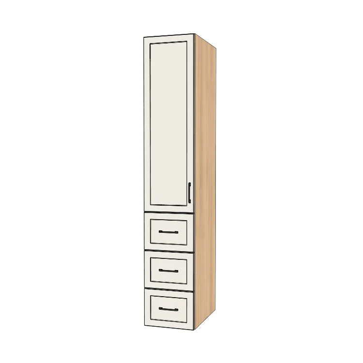 16" Wide Tall Pantry Cabinet with Drawer - (Ply Wood Boxes - Painted Doors) 24 D