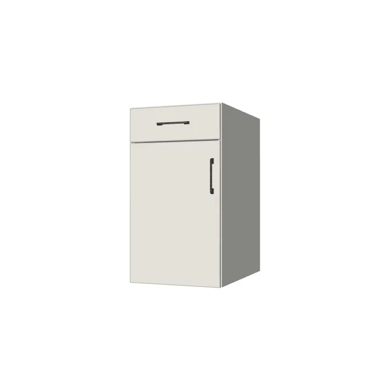 17" Wide Base Cabinet With Drawer On Top - (White Melamine Boxes - Flat Panel Doors)
