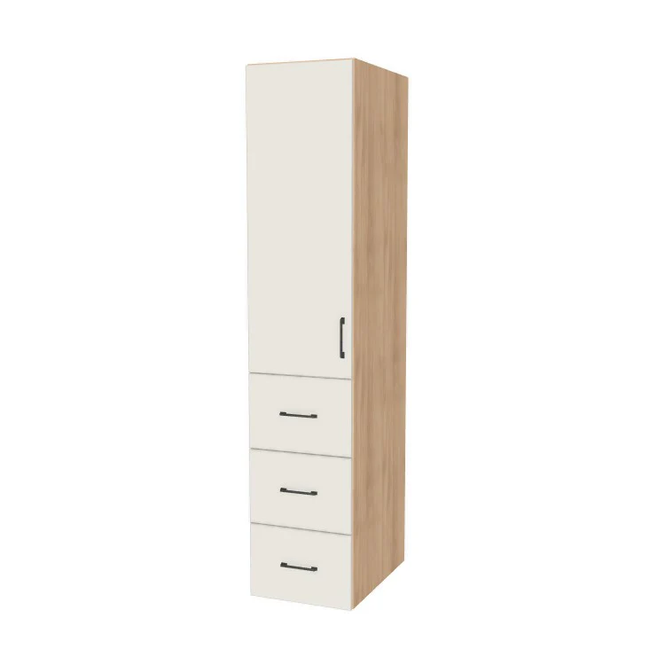 17" Wide Tall Pantry Cabinet with Drawer - (Hardrock Maple Melamine Boxes - Flat Panel Doors) 24 D