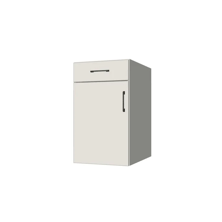 18" Wide Base Cabinet With Drawer On Top - (White Melamine Boxes - Flat Panel Doors)