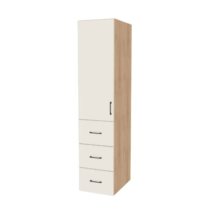 18" Wide Tall Pantry Cabinet with Drawer - (Hardrock Maple Melamine Boxes - Flat Panel Doors) 24 D