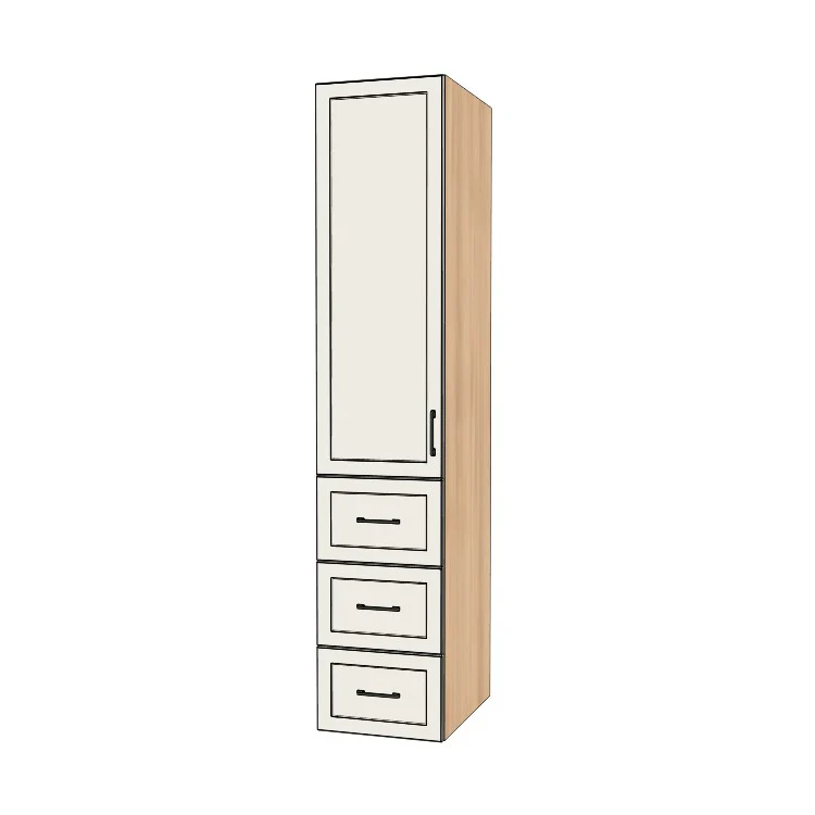 18" Wide Tall Pantry Cabinet with Drawer - (Hardrock Maple Melamine Boxes - Thermofoil Doors) 24 D