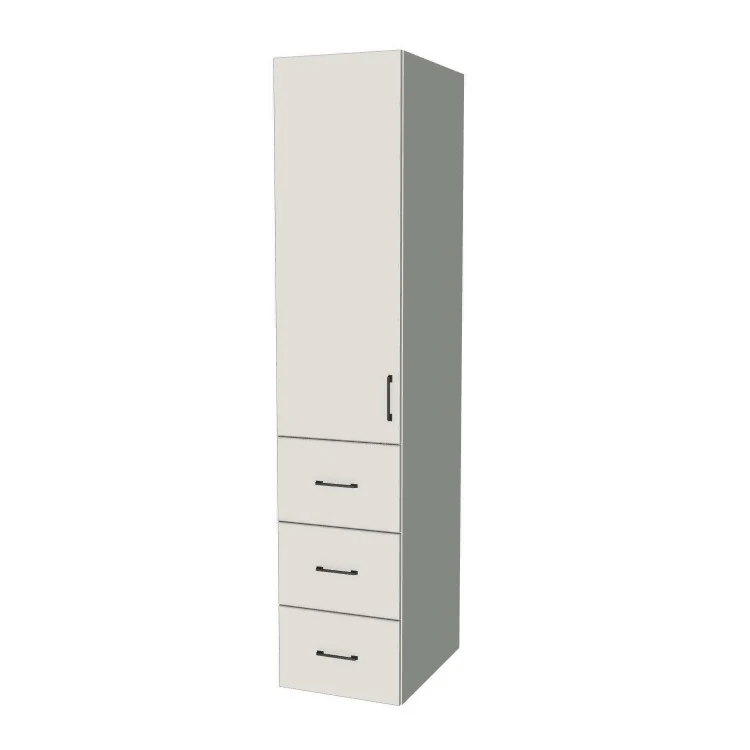 18" Wide Tall Pantry Cabinet with Drawer - (White Melamine Boxes - Flat Panel Doors) 24 D