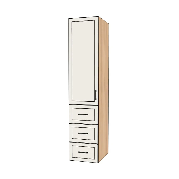 19" Wide Tall Pantry Cabinet with Drawer - (Ply Wood Boxes - Thermofoil Doors) 24 D
