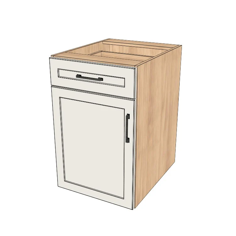 20" Wide Base Cabinet With Drawer On Top - (Hardrock Maple Melamine Boxes - Painted Doors)