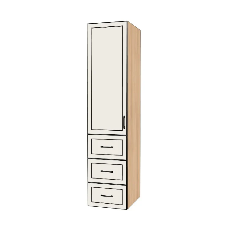 20" Wide Tall Pantry Cabinet with Drawer - (Ply Wood Boxes - Thermofoil Doors) 24 D