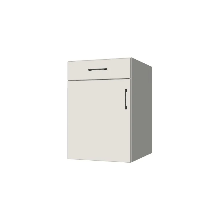 21" Wide Base Cabinet With Drawer On Top - (White Melamine Boxes - Flat Panel Doors)
