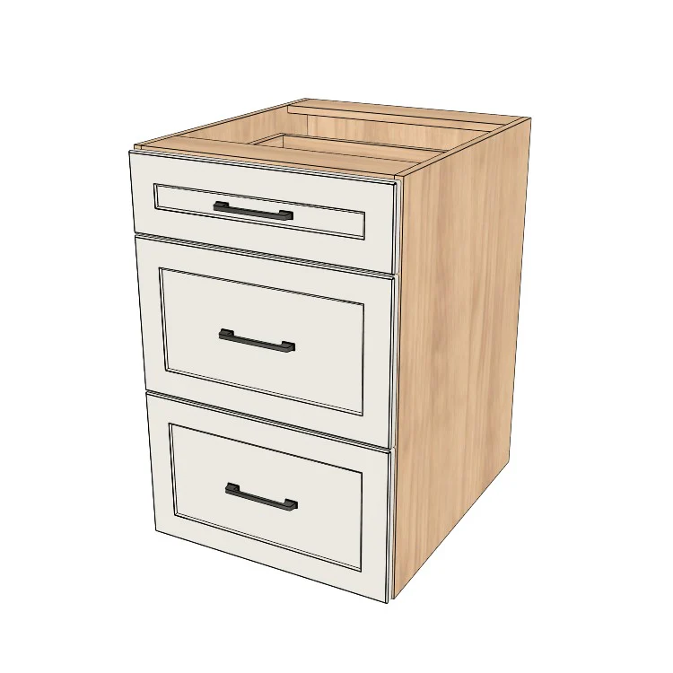 21" Wide Drawer Cabinet - (Hardrock Maple Melamine Boxes - Thermofoil Doors)