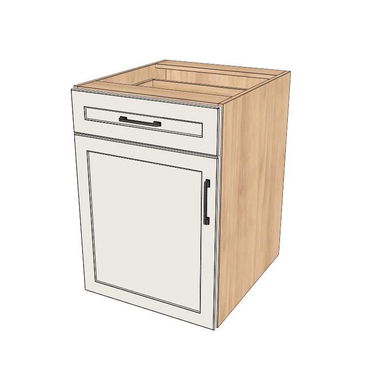 22" Wide Base Cabinet With Drawer On Top - (Hardrock Maple Melamine Boxes - Thermofoil Doors)