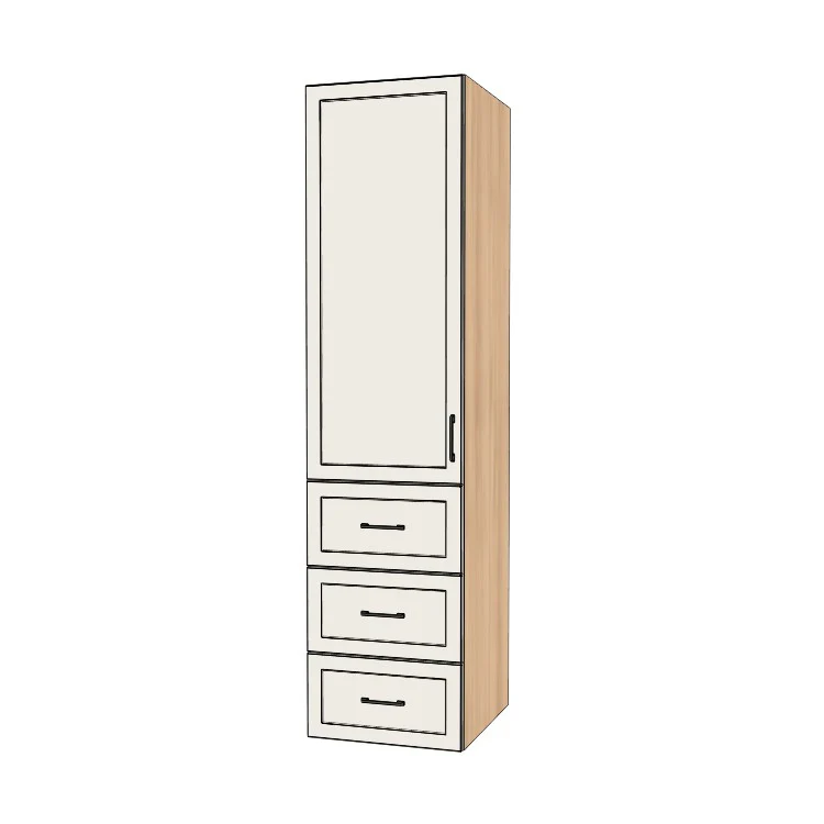 22" Wide Tall Pantry Cabinet with Drawer - (Hardrock Maple Melamine Boxes - Thermofoil Doors) 24 D