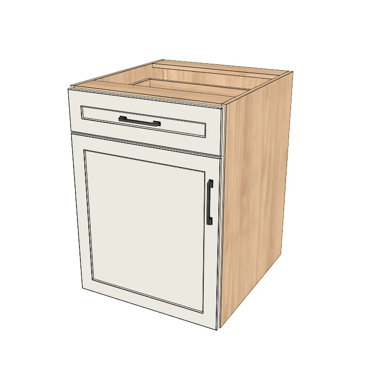 23" Wide Base Cabinet With Drawer On Top - (Hardrock Maple Melamine Boxes - Thermofoil Doors)