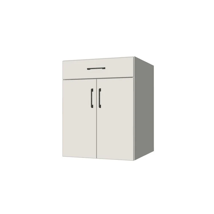24" Wide Base Cabinet With Drawer On Top - (White Melamine Boxes - Flat Panel Doors)