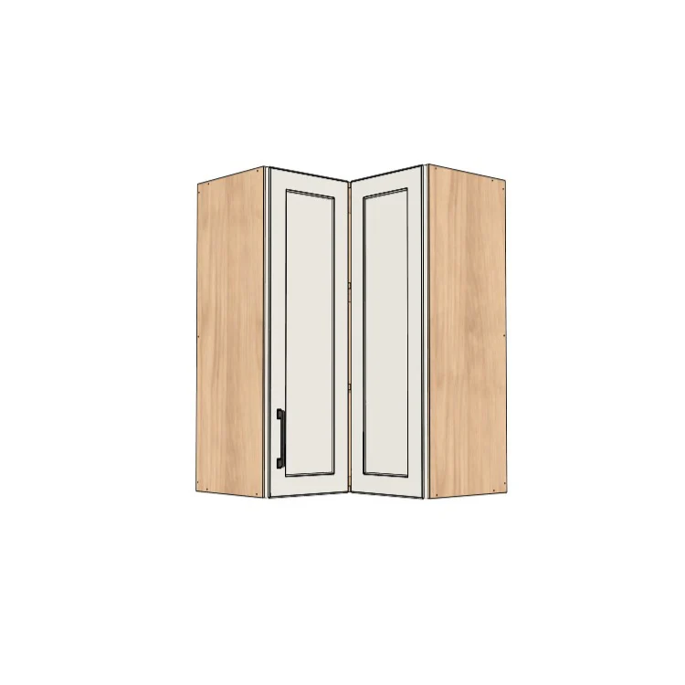 24x24" Wide x 34" High Corner Wall Cabinet - (Hardrock Maple Melamine Boxes - Painted Doors)