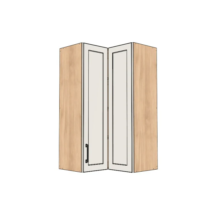 24x24" Wide x 42" High Corner Wall Cabinet - (Hardrock Maple Melamine Boxes - Painted Doors)
