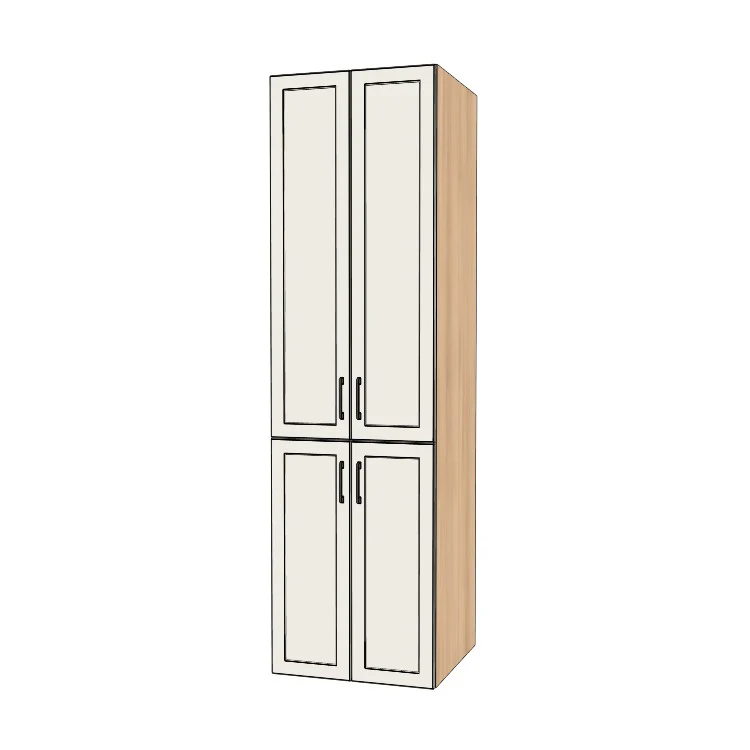 25" Wide Tall Pantry Cabinet - (Hardrock Maple Melamine Boxes - Painted Doors) 24 D