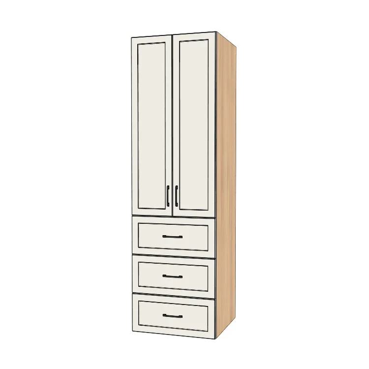 26" Wide Tall Pantry Cabinet with Drawer - (Hardrock Maple Melamine Boxes - Painted Doors) 24 D