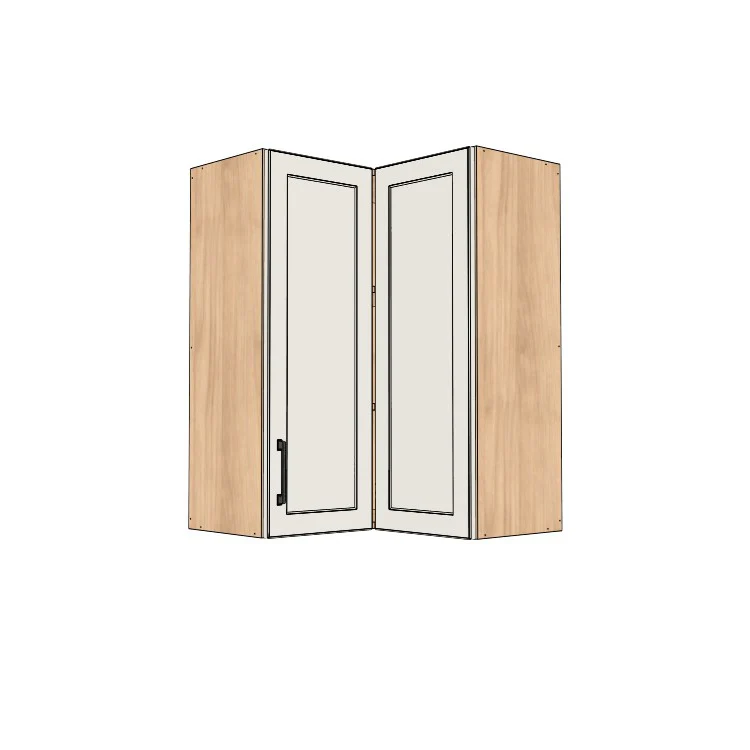26x26" Wide x 36" High Corner Wall Cabinet - (Hardrock Maple Melamine Boxes - Painted Doors)