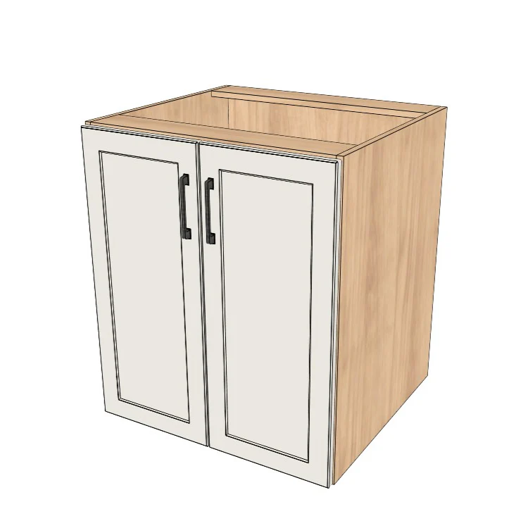 27" Wide Base Cabinet - (Hardrock Maple Melamine Boxes - Painted Doors)