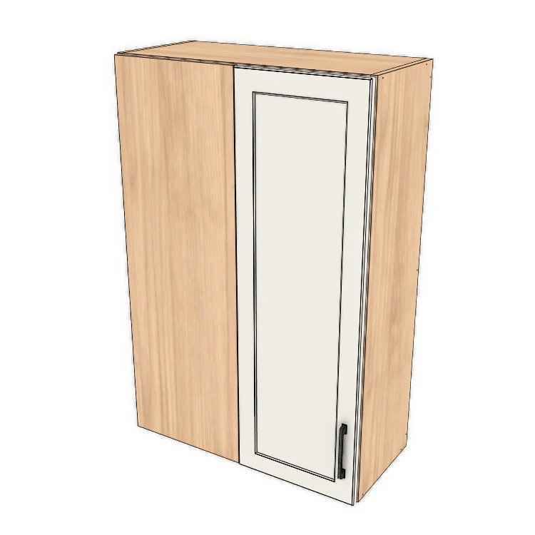 28" Wide 42" High Blind Corner Wall Cabinet - Door on Right/Left Side - (Hardrock Maple Melamine Boxes - Thermofoil Doors)