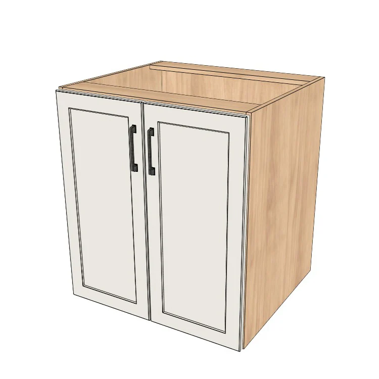 28" Wide Base Cabinet - (Hardrock Maple Melamine Boxes - Thermofoil Doors)