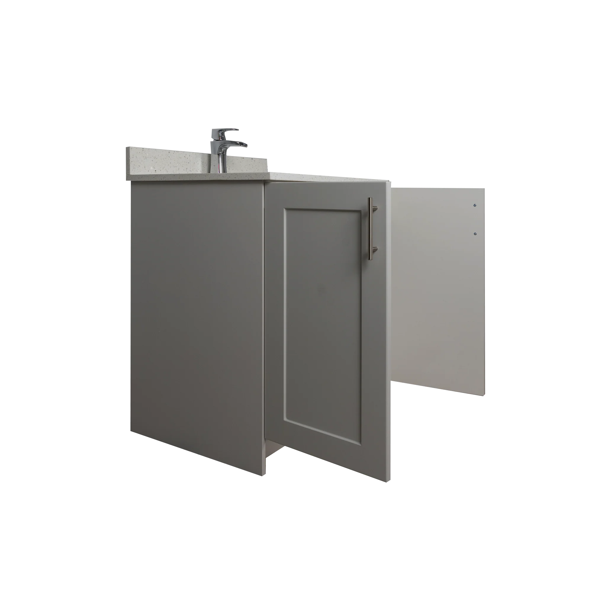 30" MDF - 2 Door - Light Grey - Shaker Doors - Softclose Hardware - Image 6
