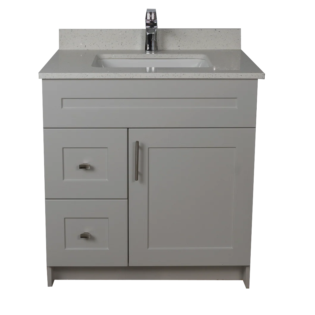 30" MDF - Left Side Draw - Light Grey - Shaker Doors - Softclose Hardware - Image 3