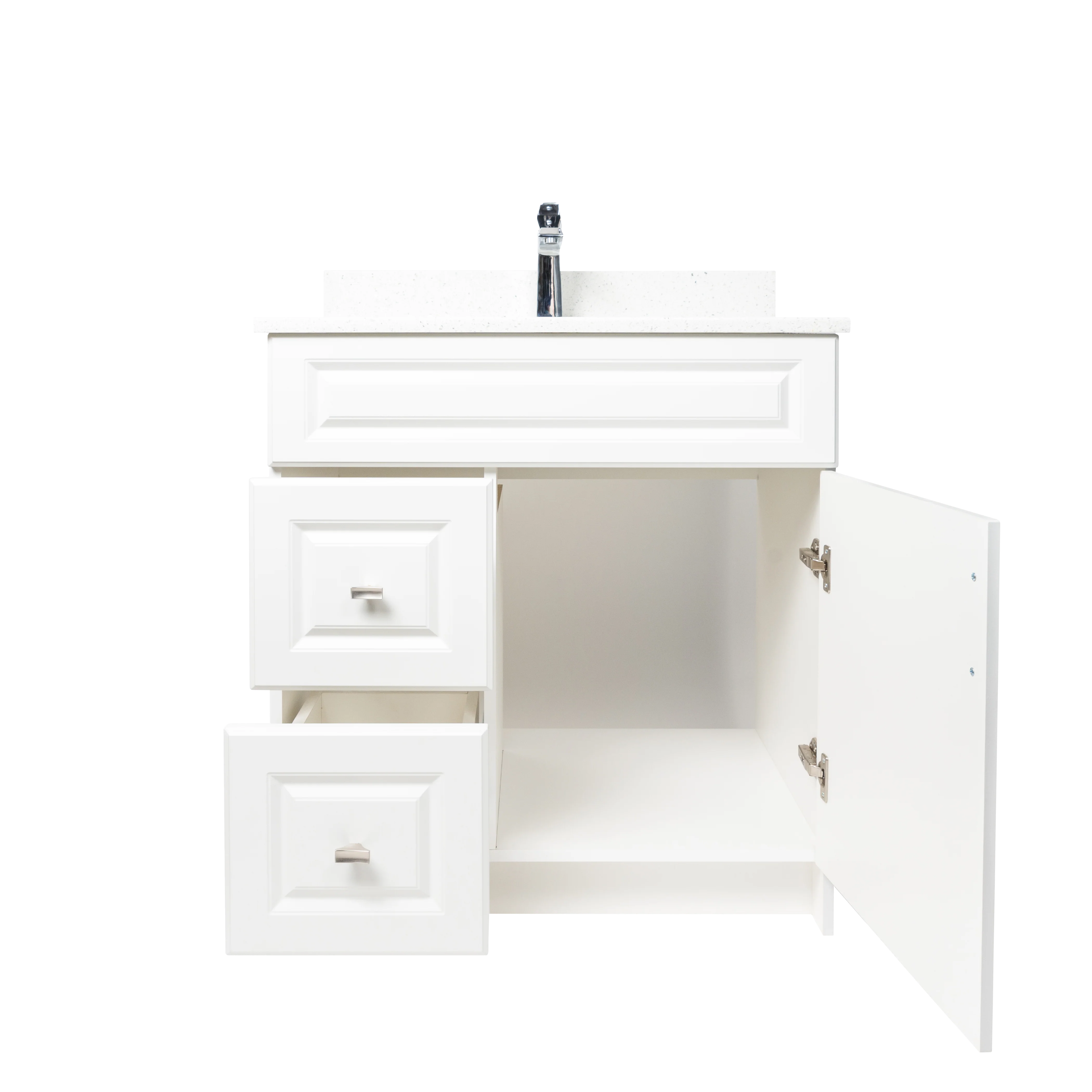30" MDF - Left Side Draw - White - Raised Panel Doors - Image 3