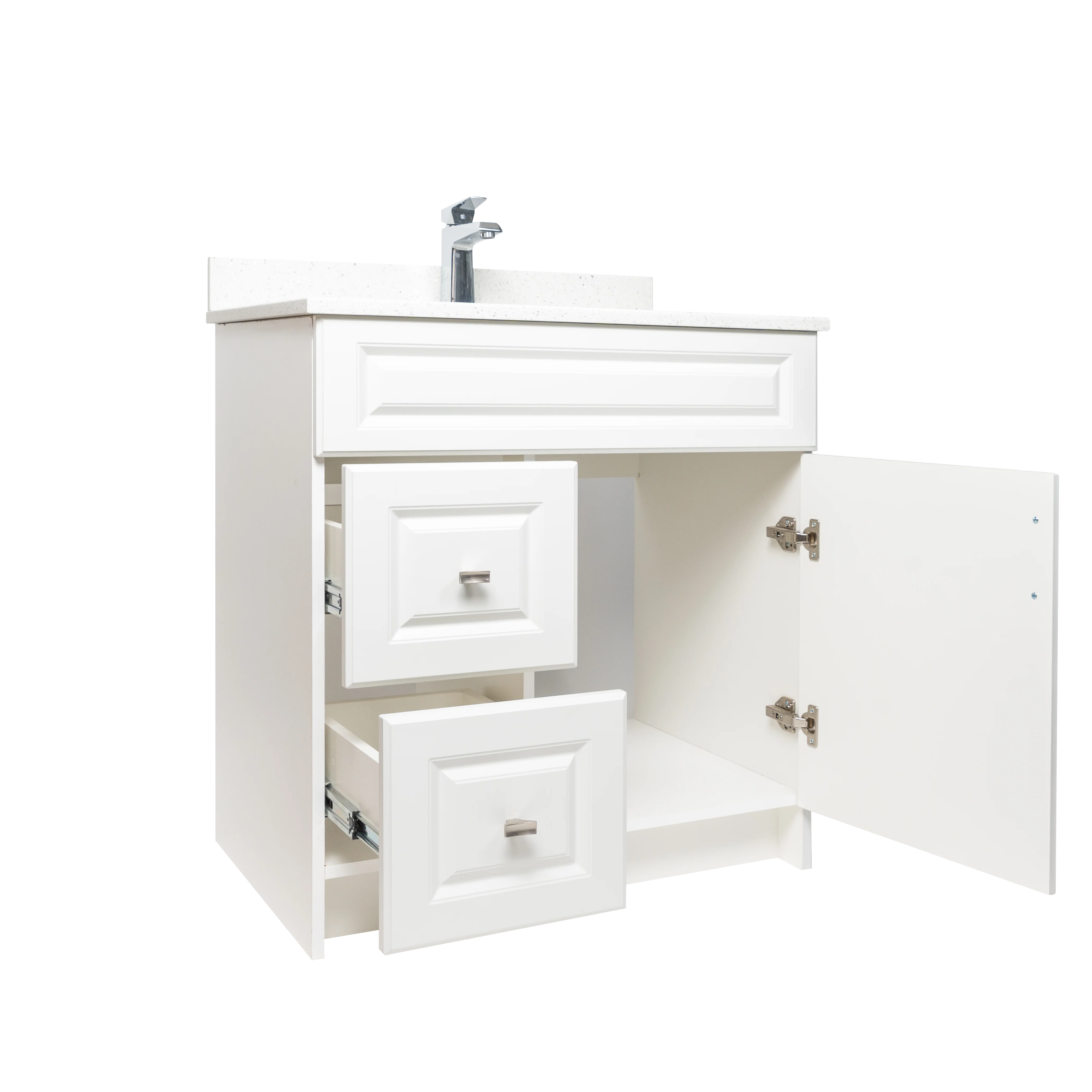 30" MDF - Left Side Draw - White - Raised Panel Doors - Image 4