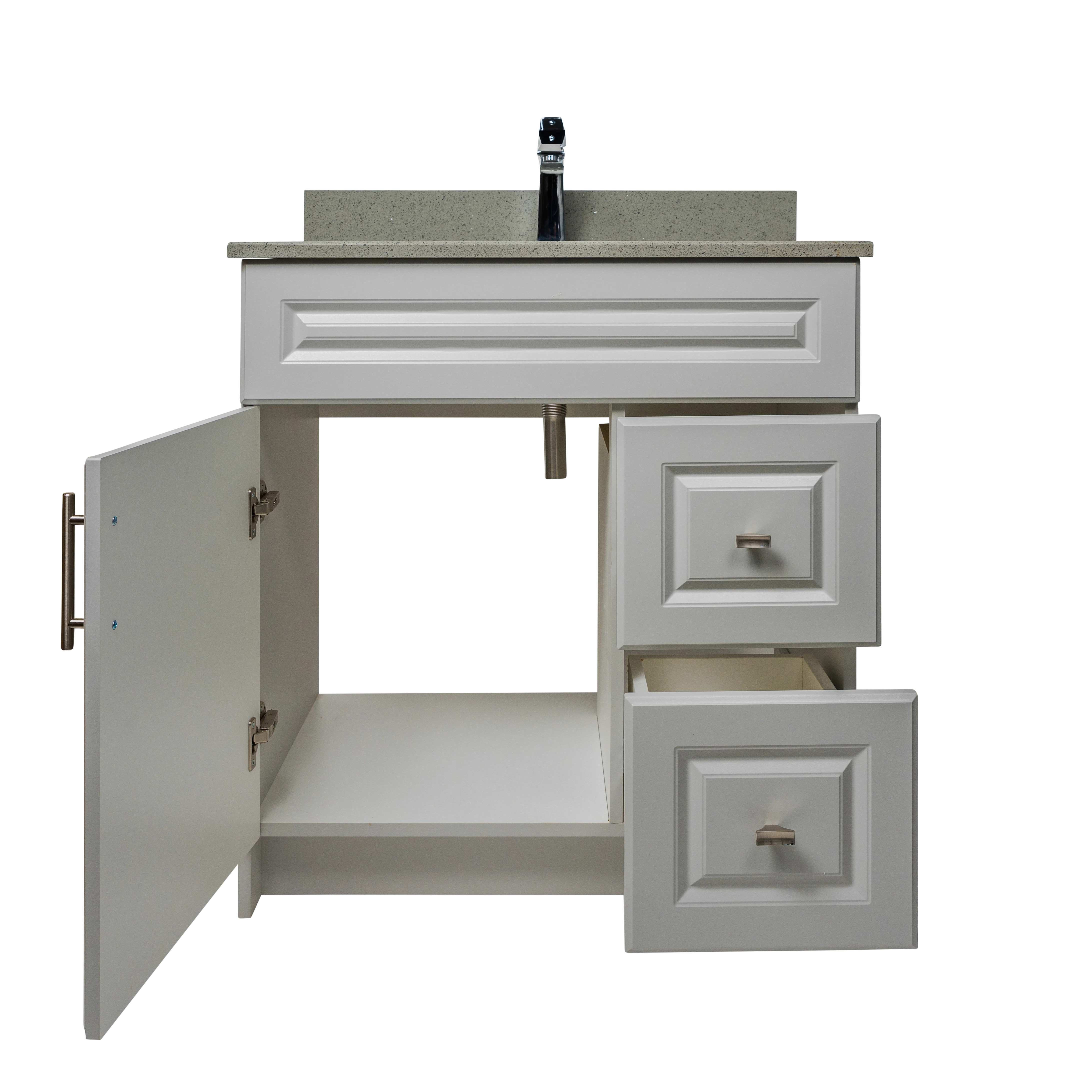 30" MDF - Right Side Draw - Light Grey - Raised Panel Doors - Image 3