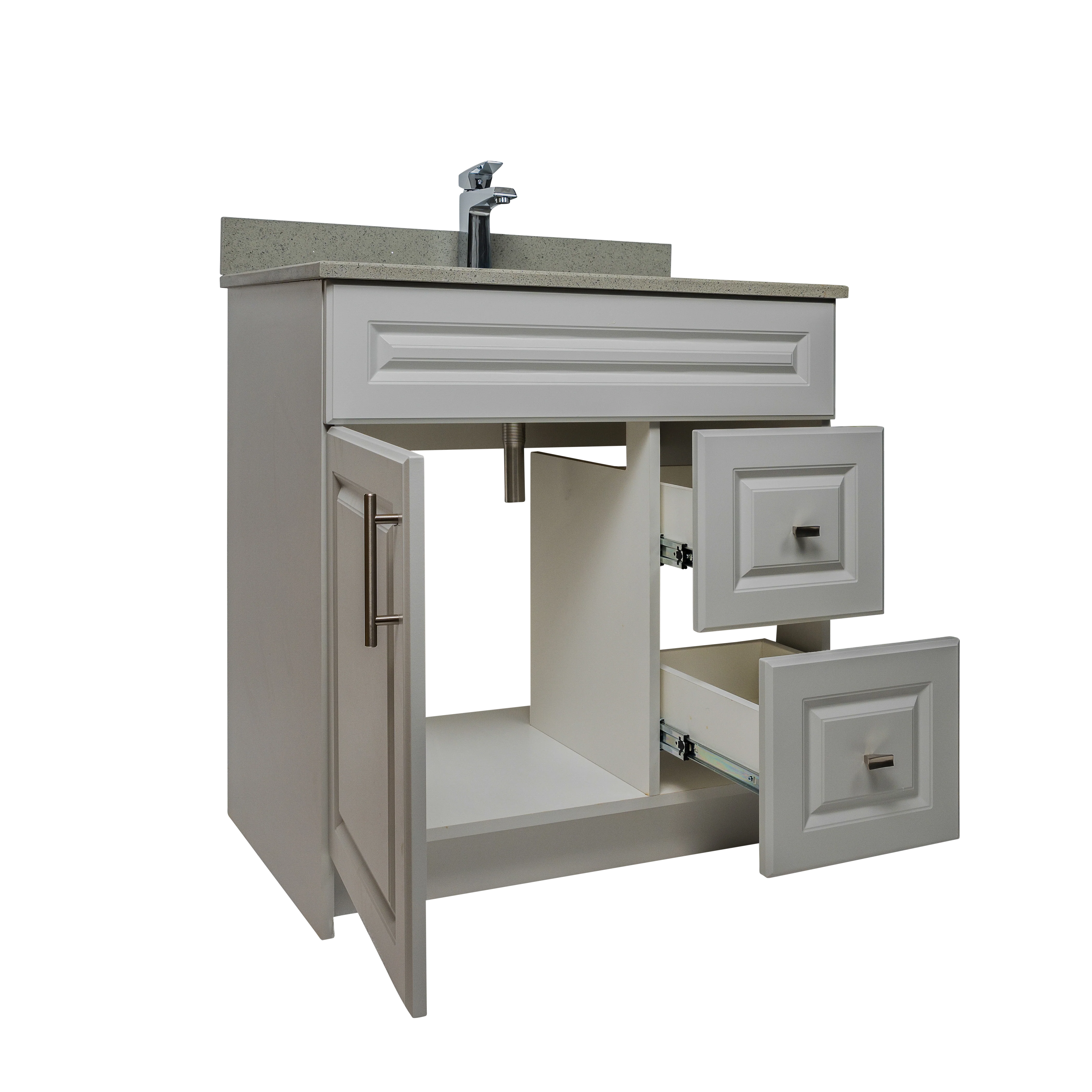 30" MDF - Right Side Draw - Light Grey - Raised Panel Doors - Image 4