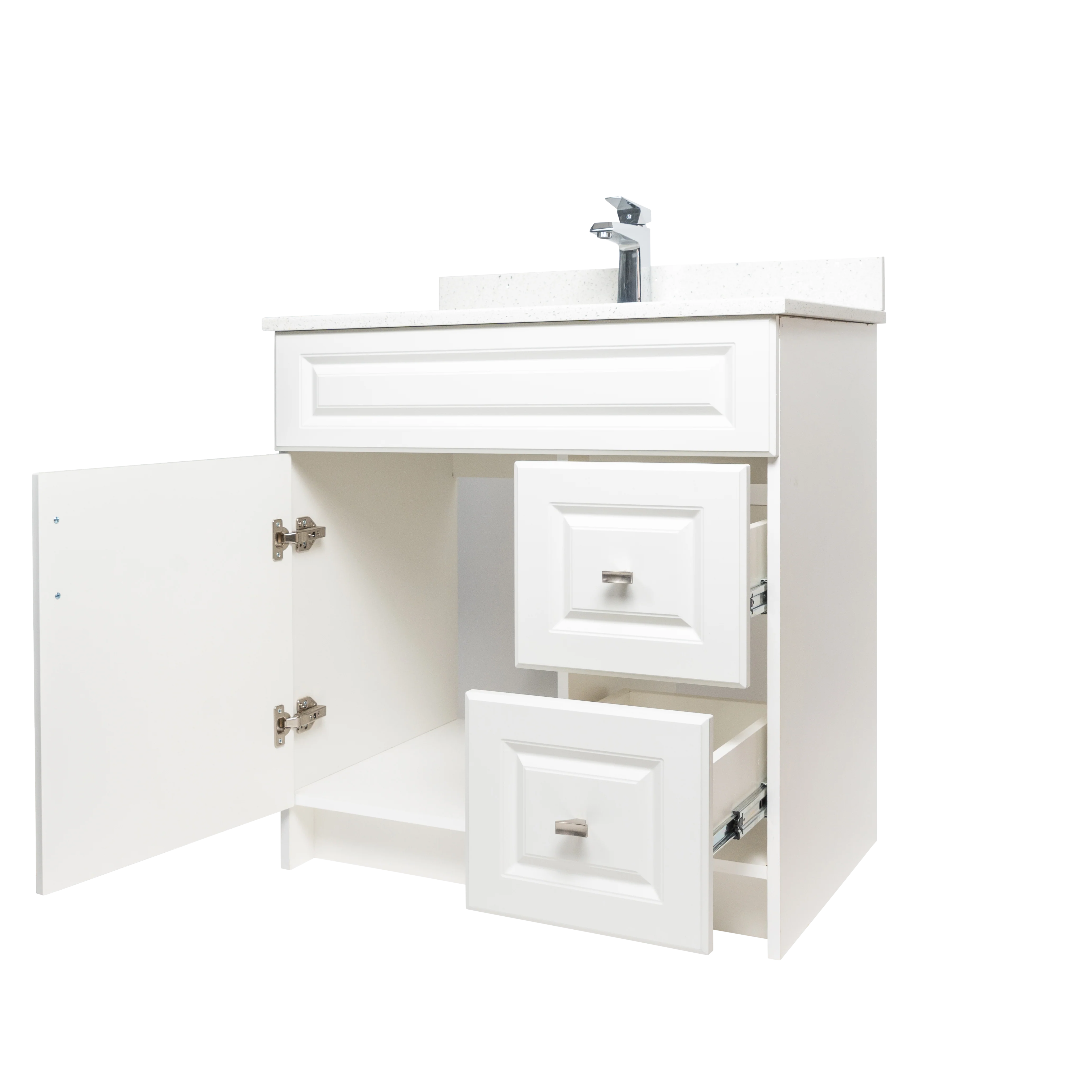 30" MDF - Right Side Draw - White - Raised Panel Doors - Image 4