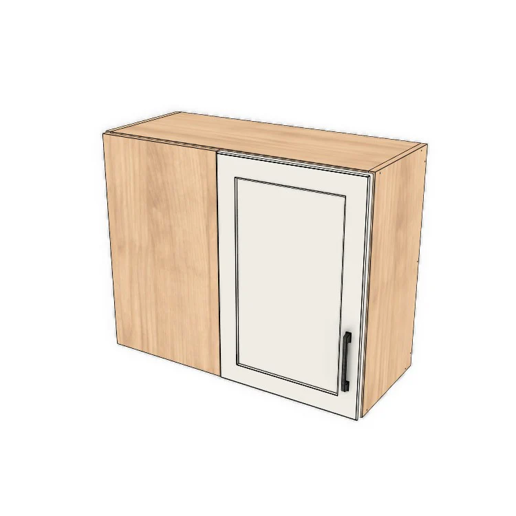30" Wide 24" High Blind Corner Wall Cabinet - Door on Right/Left Side - (Hardrock Maple Melamine Boxes - Painted Doors)