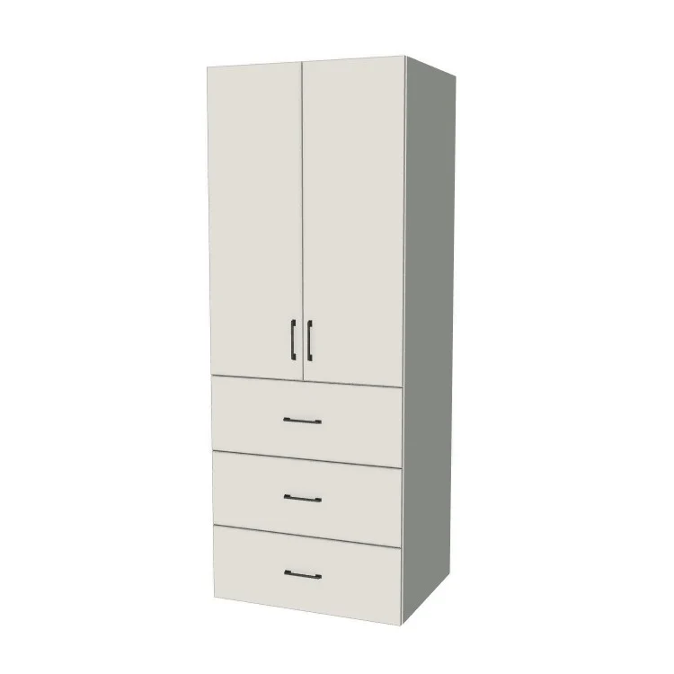 31" Wide Tall Pantry Cabinet with Drawer - (White Melamine Boxes - Flat Panel Doors) 24 D