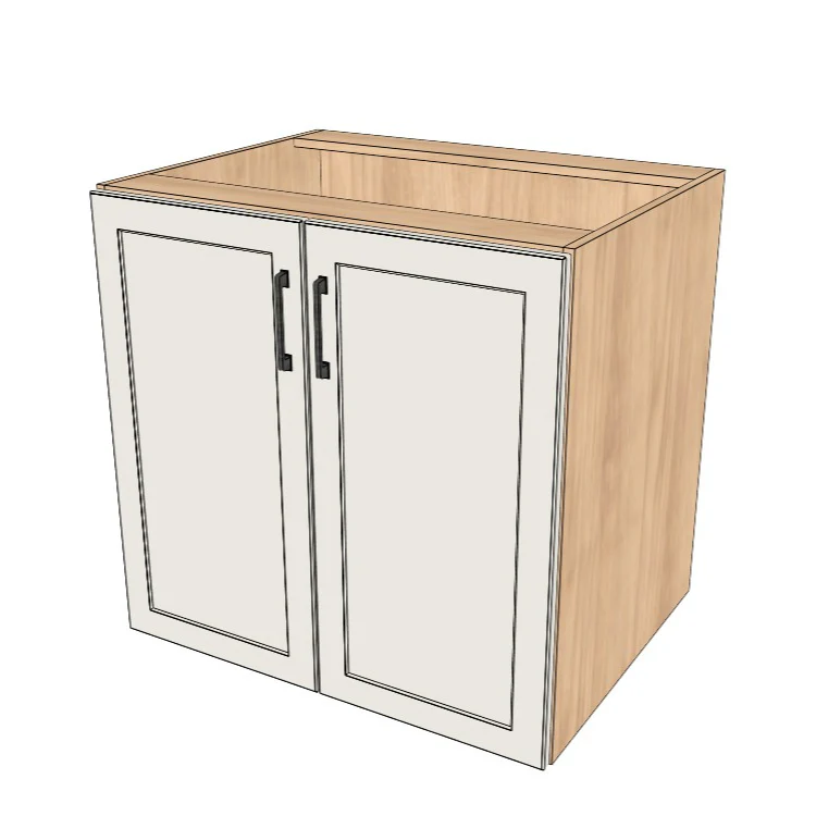 32" Wide Base Cabinet - (Hardrock Maple Melamine Boxes - Thermofoil Doors)