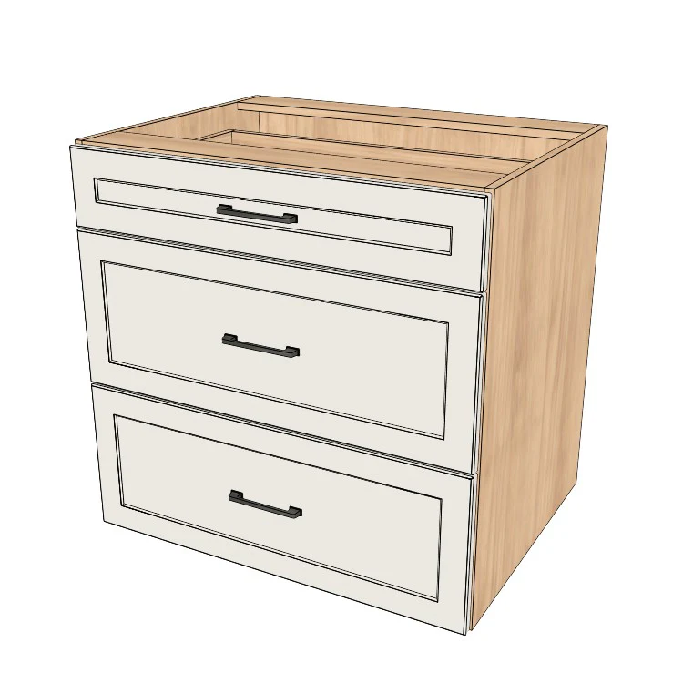 32" Wide Drawer Cabinet - (Hardrock Maple Melamine Boxes - Thermofoil Doors)