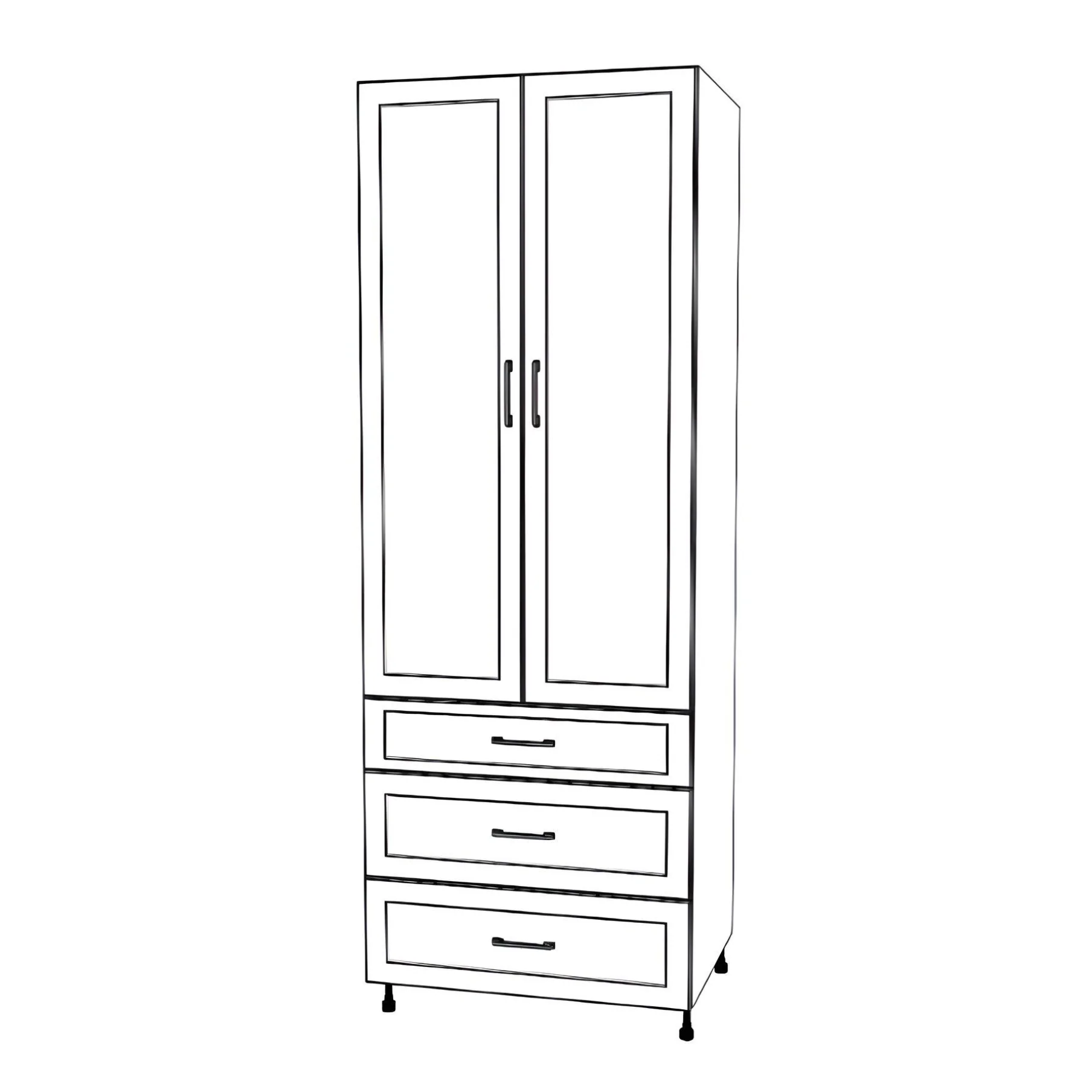 32" Wide Tall Pantry Cabinet with Drawers - Painted Doors