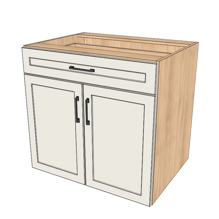 33" Wide Base Cabinet With Drawer On Top - (Hardrock Maple Melamine Boxes - Painted Doors)
