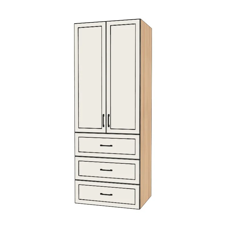 33" Wide Tall Pantry Cabinet with Drawer - (Ply Wood Boxes - Thermofoil Doors) 24 D