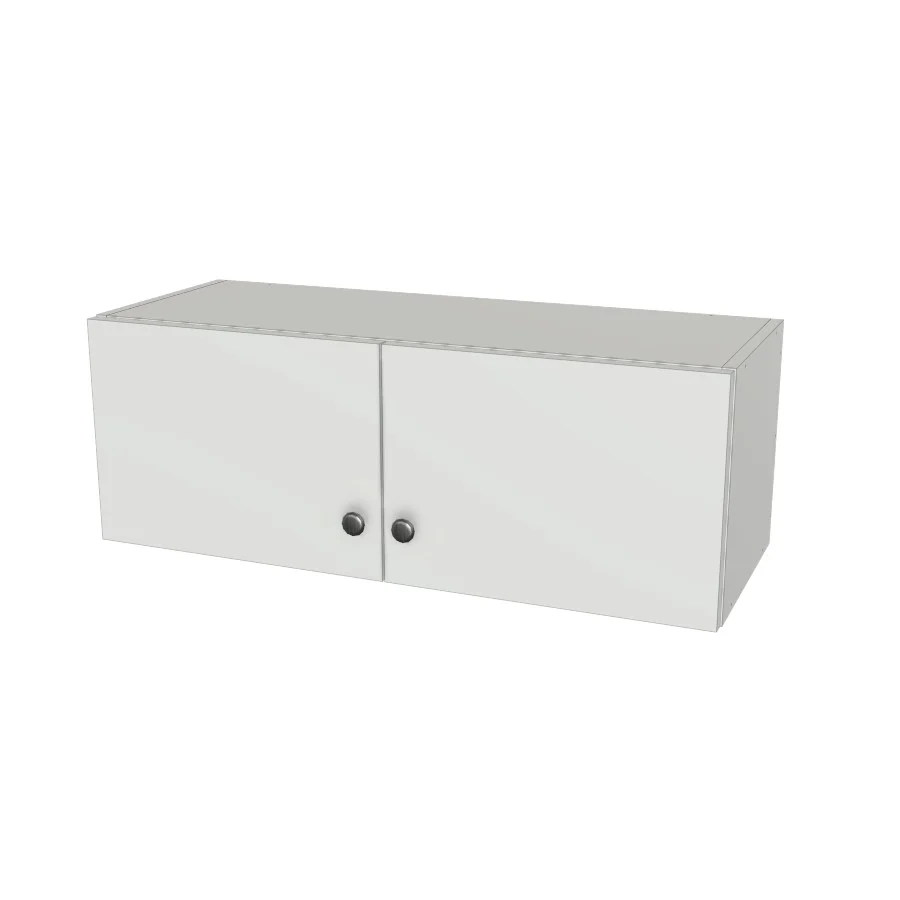 33" Wide x 12" High Wall Cabinet - (White Melamine Boxes - Flat Panel Doors)