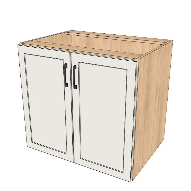 34" Wide Base Cabinet - (Hardrock Maple Melamine Boxes - Thermofoil Doors)