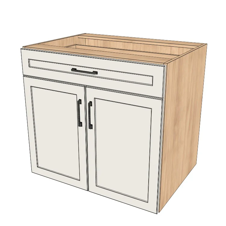 34" Wide Base Cabinet With Drawer On Top - (Hardrock Maple Melamine Boxes - Painted Doors)