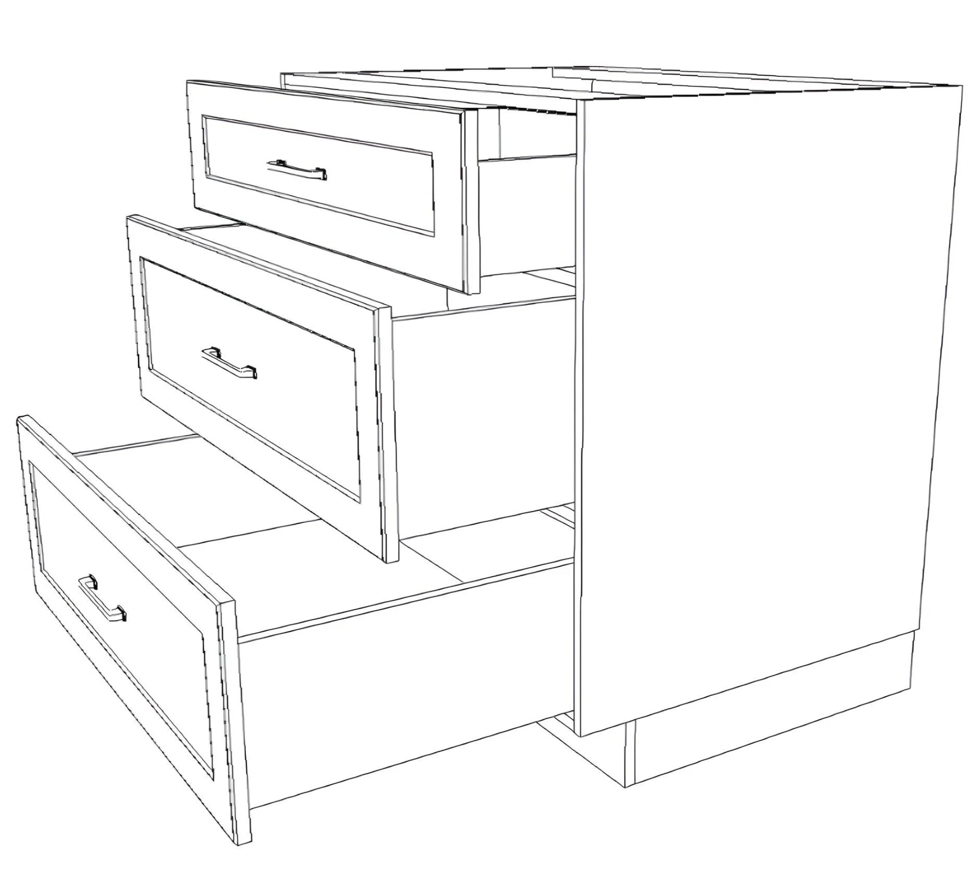 34" Wide Drawer Cabinet - Painted Doors - Image 6