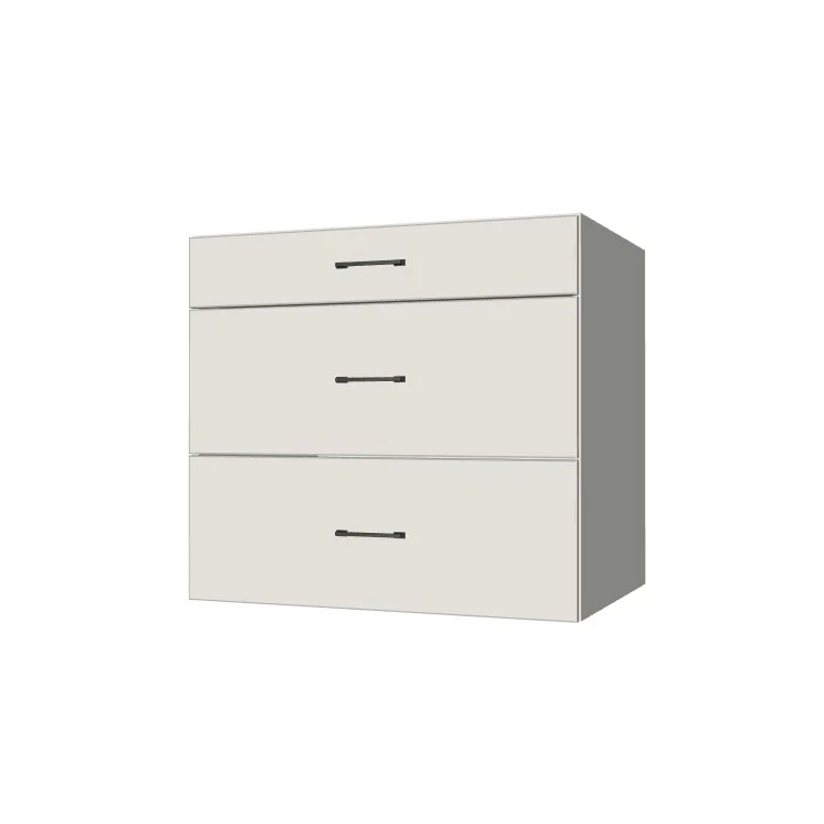 34" Wide Drawer Cabinet - (White Melamine Boxes - Flat Panel Doors)