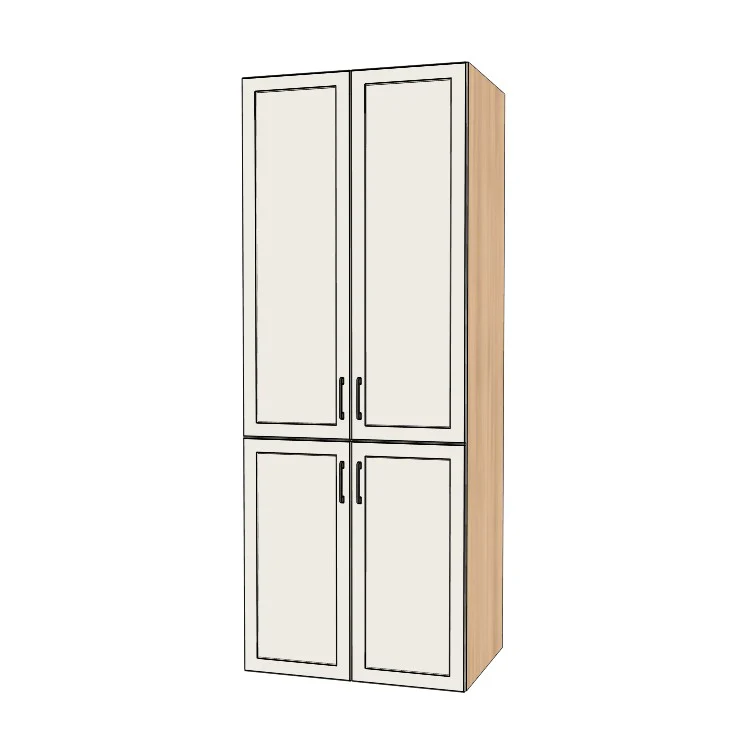 34" Wide Tall Pantry Cabinet - (Hardrock Maple Melamine Boxes - Thermofoil Doors) 24 D