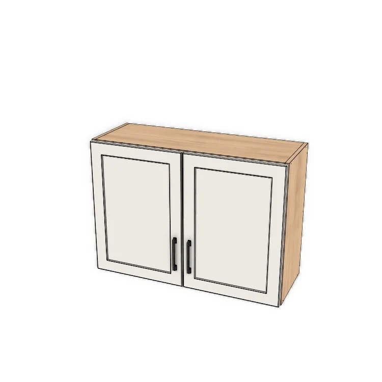 34" Wide x 24" High Fridge/Stove Cabinet - (Hardrock Maple Melamine Boxes - Thermofoil Doors)