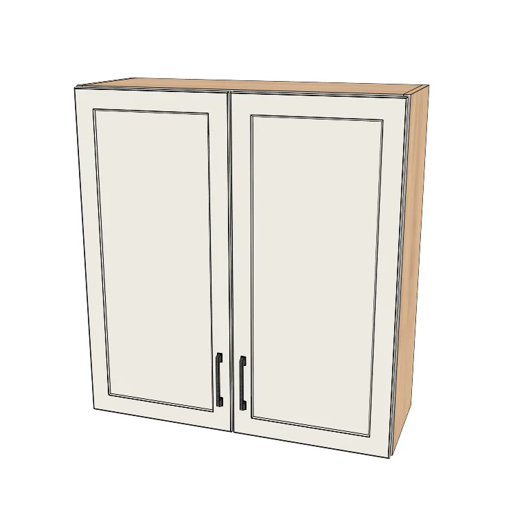 34" Wide x 36" High Wall Cabinet - (Hardrock Maple Melamine Boxes - Painted Doors)